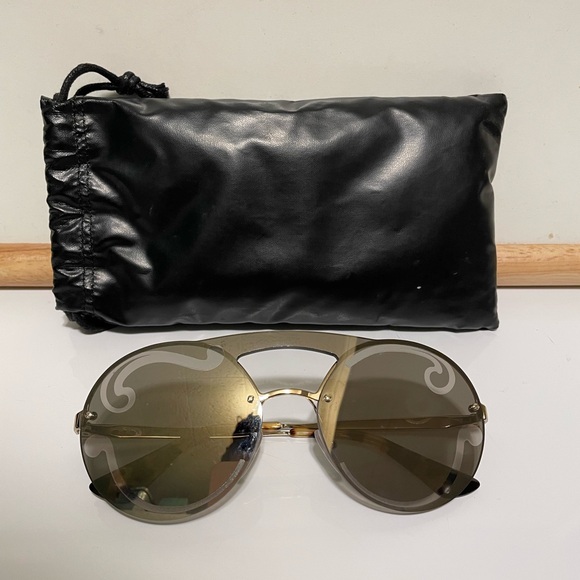 PRADA Sunglasses- 65TS Pale Gold Frame Unique Silver Mirror Lens - Picture 5 of 9